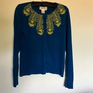 Anthropologie Tabitha cardigan sweater with embroidery and beading, Medium